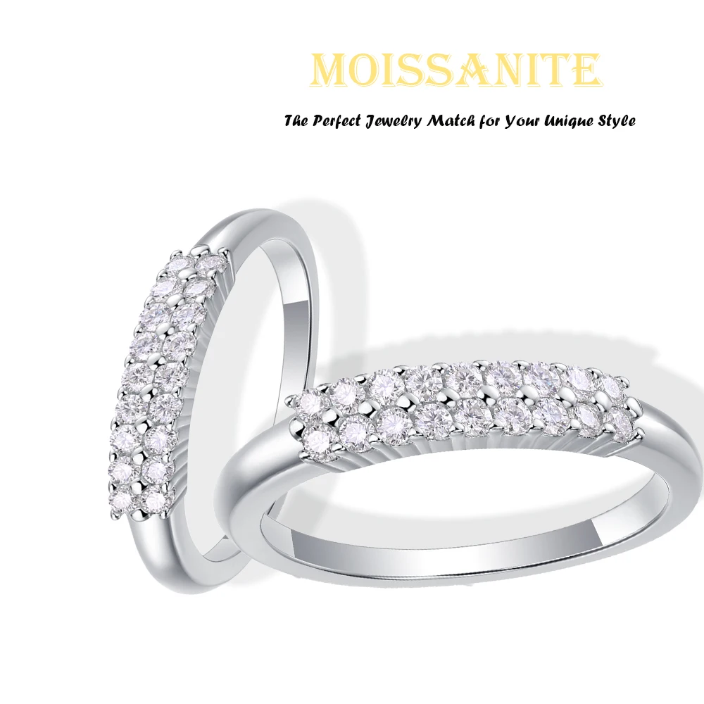 Кольцо Половина Вечности из серебра 925 пробы с 18 камнями муассанита JIU