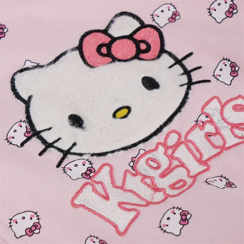 Hello Kitty 100% тяжелый хлопок весна-осень 2024 новая толстовка с капюшоном женская милая