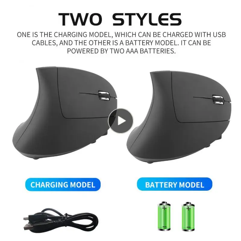 

Right Hand Mice Ergonomic Vertical Mouse Gaming Upright Mouse Usb Mouse For Pc Laptop Office Home Charging New 2.4g Cool Shark