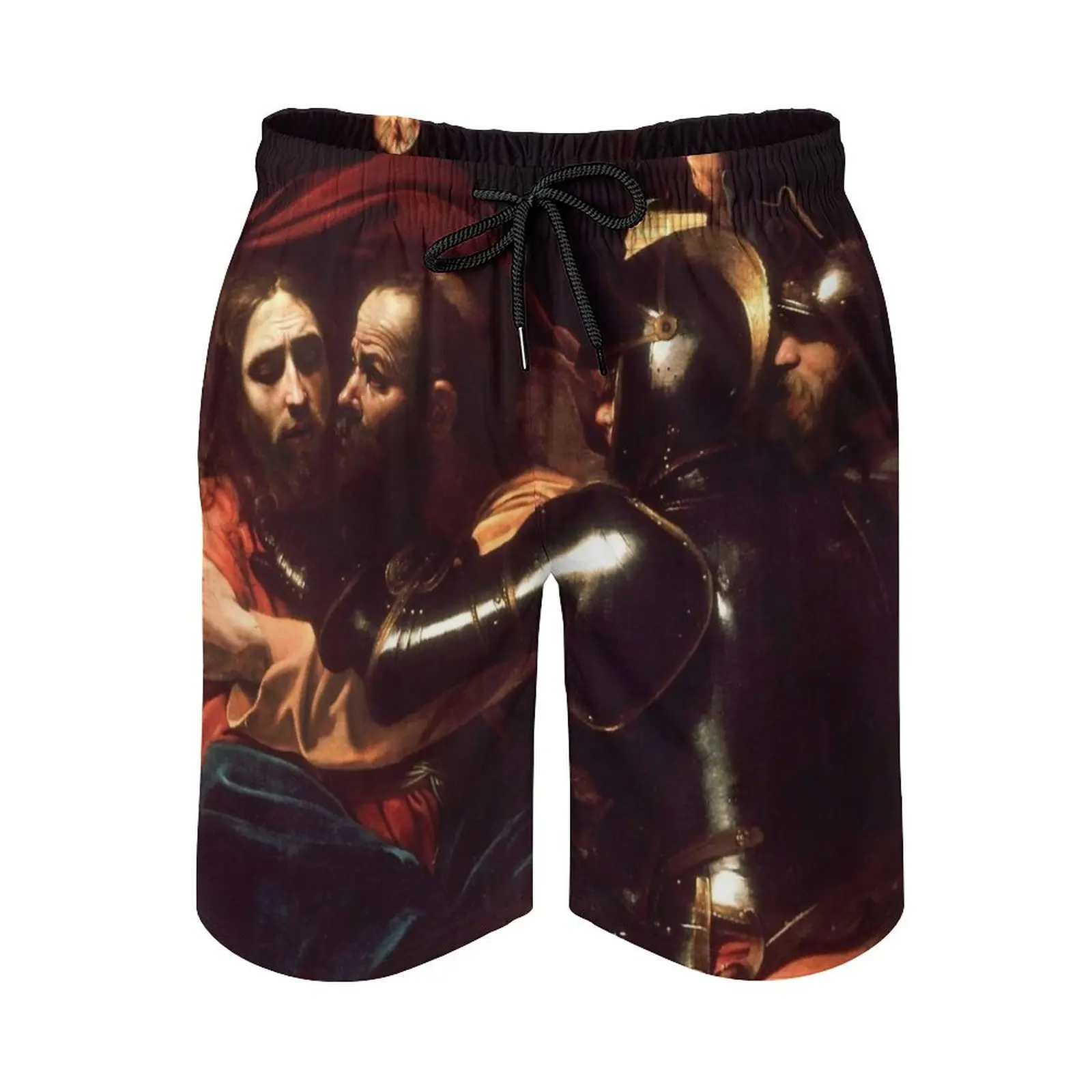 

Easter : The Taking Of Christ By Caravaggio Men'S Beach Shorts Swim Trunks With Pockets Mesh Lining Surfing Easter Pascha