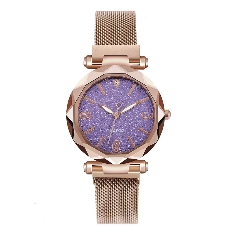 New Hot Selling Exquisite All Sky Star Shining Starry Sky Lady Lazy Magnetic Quartz Watch Engagement Holiday Gift