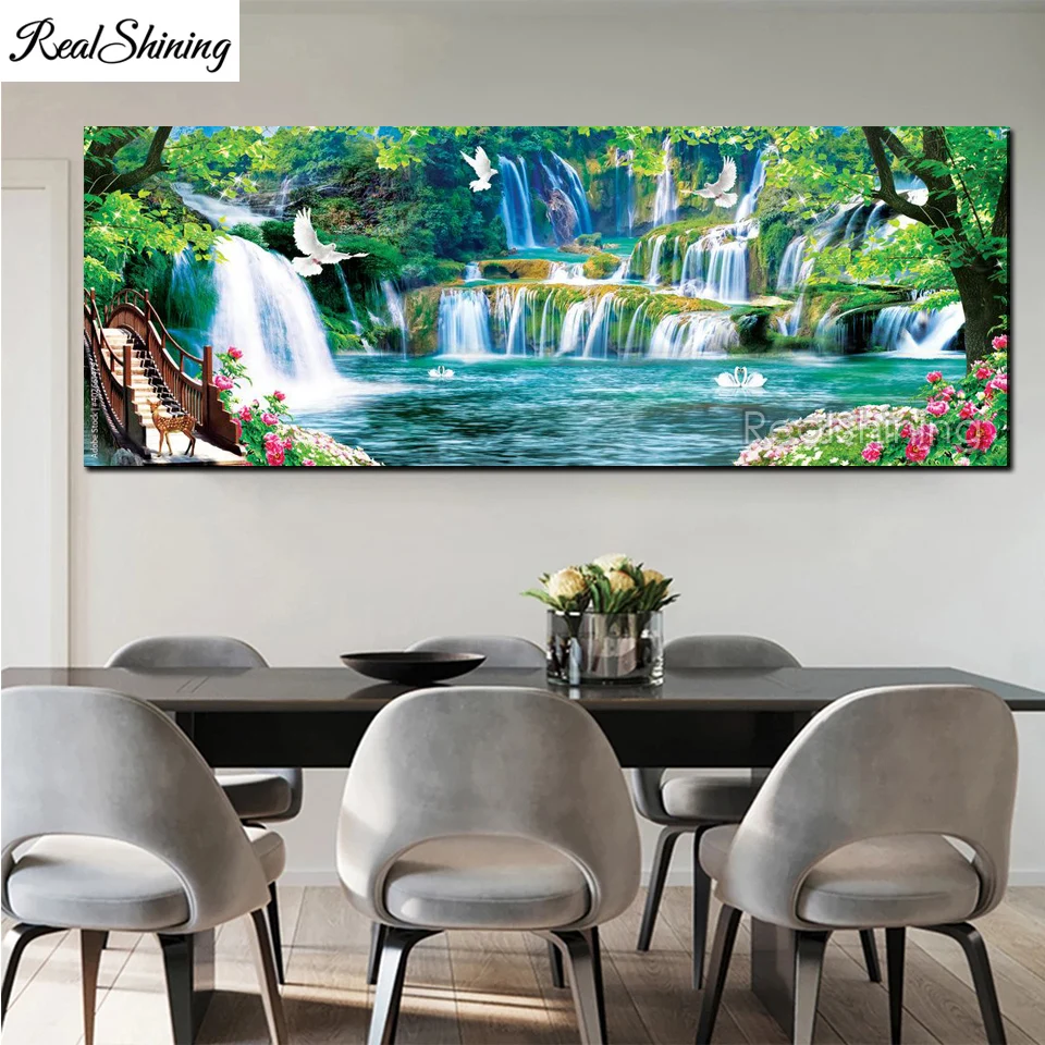 

Large Pigeon Flower 5D DIY Diamond Painting Waterfall Landscape Picture Full Diamond Art Mosaic Embroidery Cross Stitch T1466