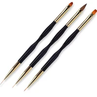 3pcs acrylic french stripe nail art liner brush set 3d tips manicuring ultra thin line drawing pen uv gel brushes painting tools