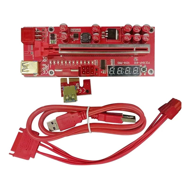 

Графическая карта V014 PRO PCI-E 1X до 16X с 10 твердыми конденсаторами/температурным зондом светодиодный светильник кой для майнинга BTC