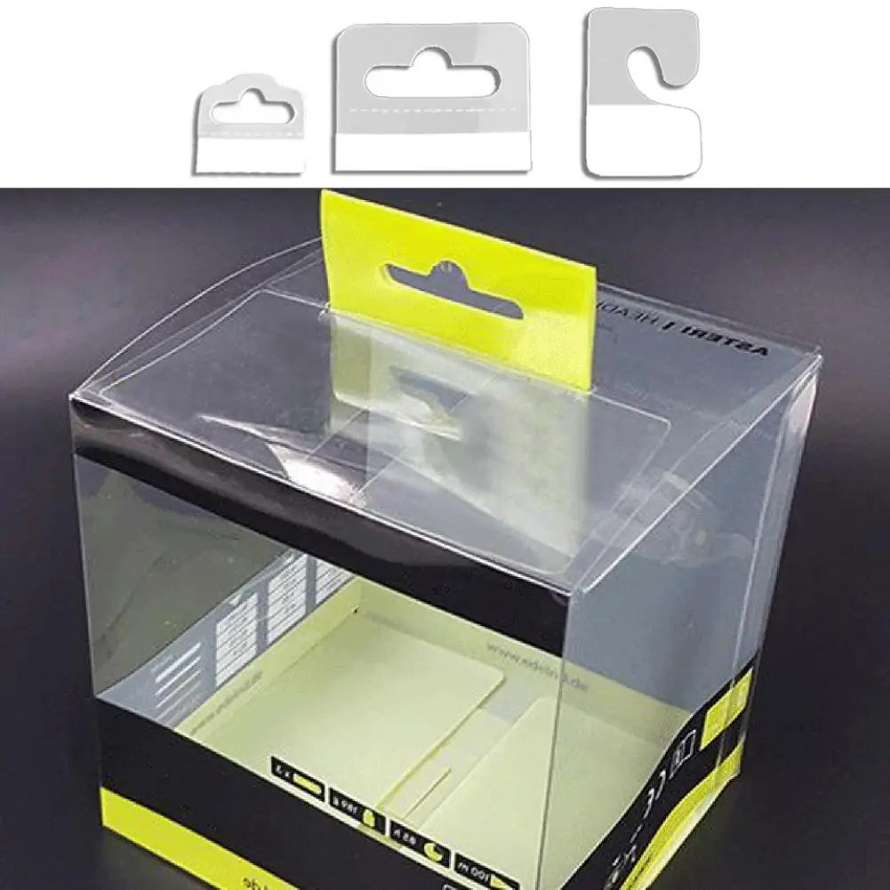 

Подвесные бирки, Висячие Крючки из ПВХ, складные магазины, розничный дисплей, Прочные прозрачные липкие крючки для коробки