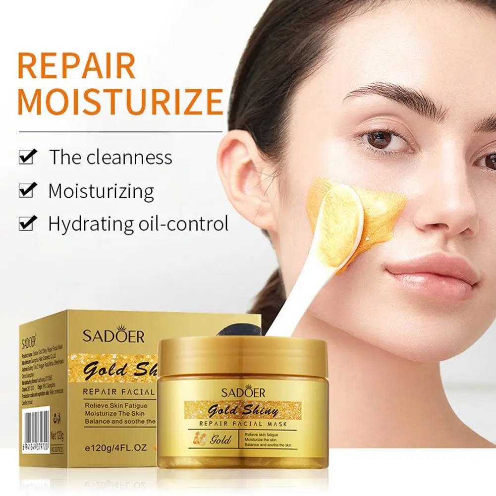 

120g Gold Repair Facial Mask Clean Moisturizes Hydrates Light Lines Water Oil Balance Lock Water Refresh Oil Control Smear Mask
