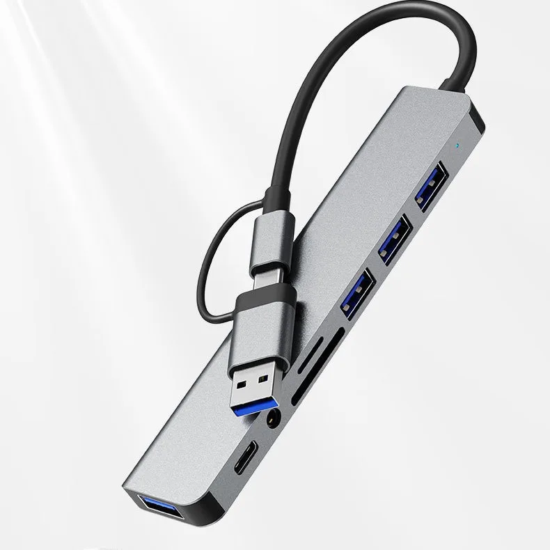 Высокоскоростная док-станция USB-концентратора 8-в-2 со звуком и зарядкой для