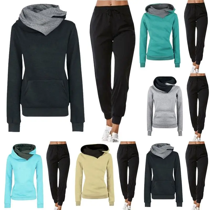 

Women Tracksuit Hoodies Two Piece Sweatshirt+Pants Casual Jogger Hooded Streetwear Female Outfits Sports Set Oversized Outfits