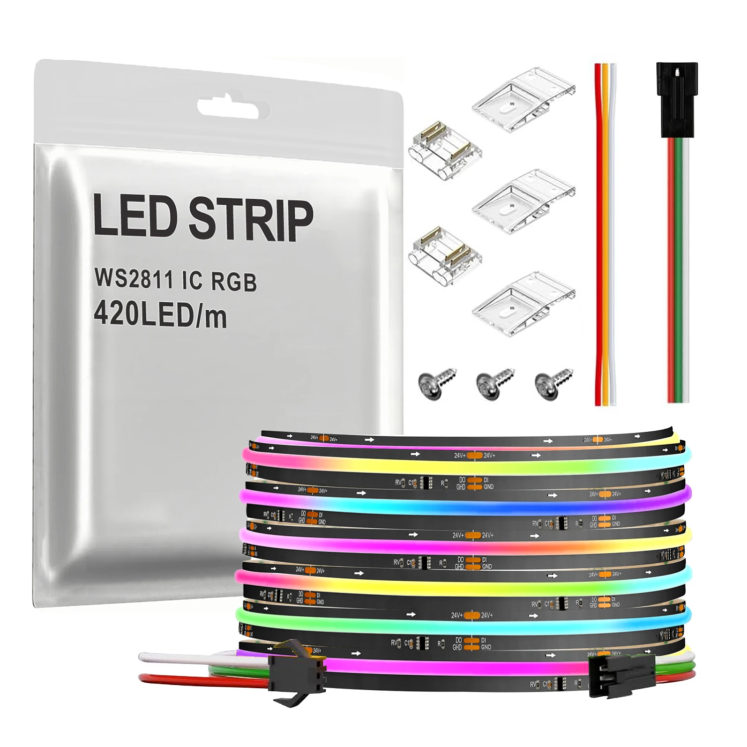 Светодиодная лента SPI COB WS2811 RGB + IC с адресацией 420 светодиодов/м пикселей Dream Color