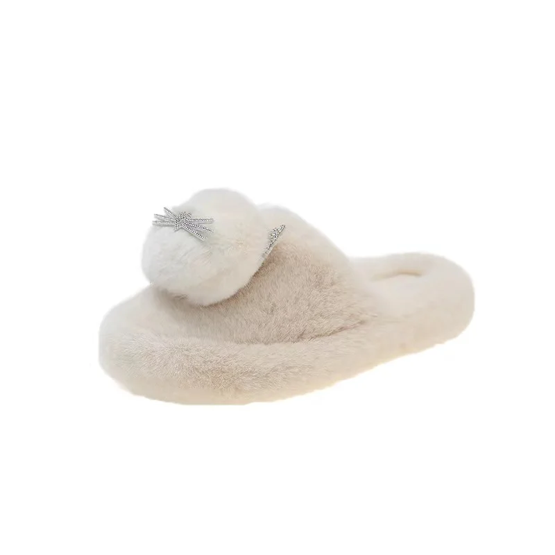 2023 Autumn/Winter New Style Blown Soft Sole Baotou Slop Slippers with Plush And Thickened Cute Cat Fashion Casual Plush Slipper