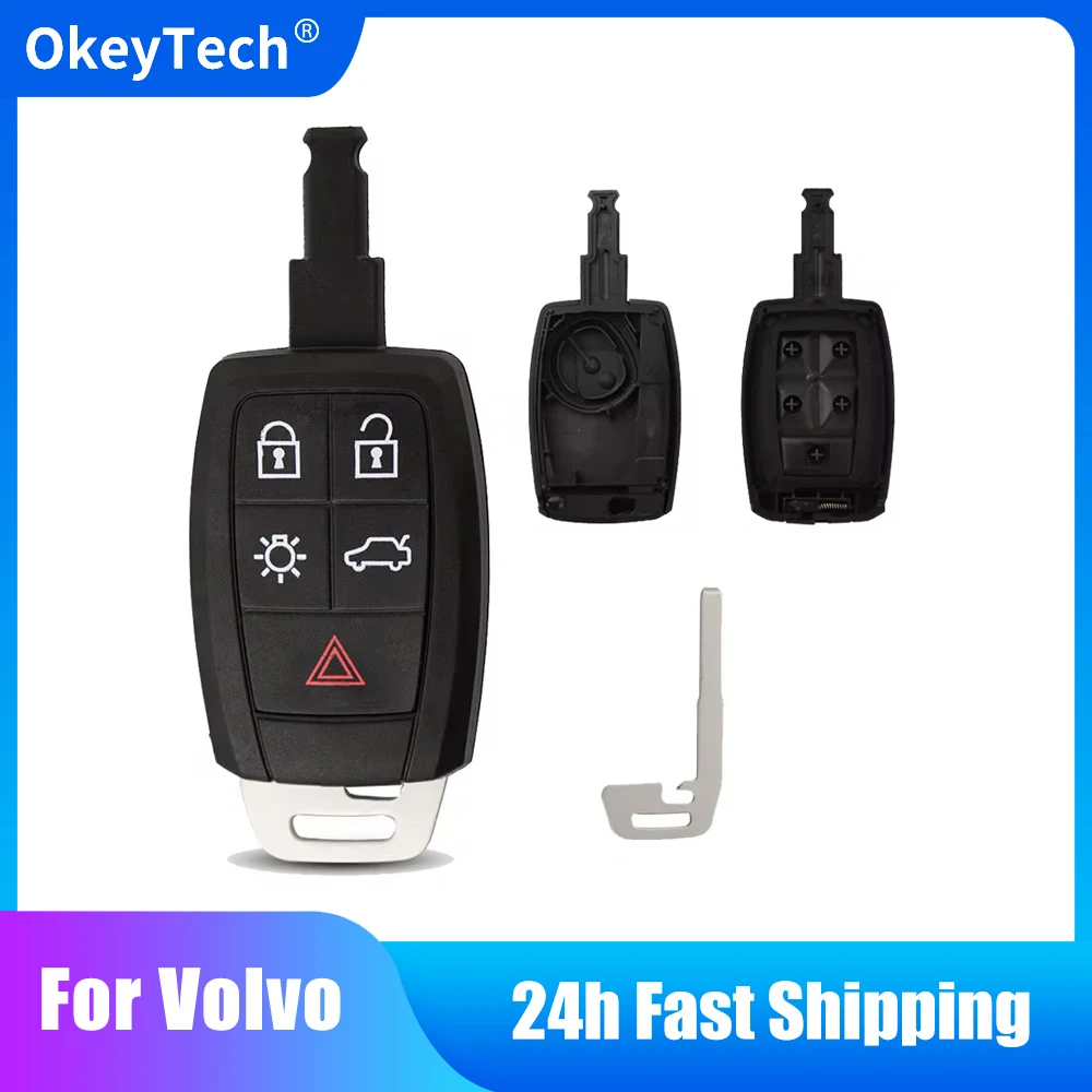 

OkeyTech для Volvo C70 C30 V40 V50 Smart Auto Автомобильный смарт-брелок с дистанционным управлением, чехол-брелок со вставкой, пустое лезвие, 5 кнопок