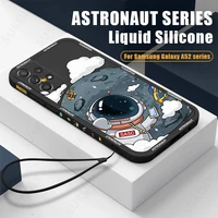 space astronaut lanyard case for samsung galaxy a53 5g a52 s20 plus s21 fe s22 ultra a72 a51 a71 a50 a12 cute silicon soft cover