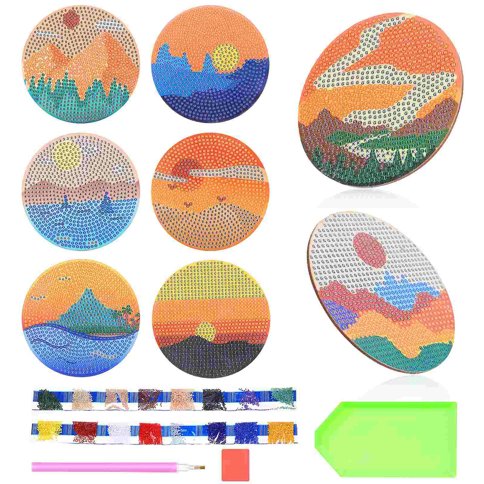 

8Pcs Round Colorful Table Coasters Cup Coasters DIY Coasters Cup Holder Coasters Diamond Dot Coasters for Adults