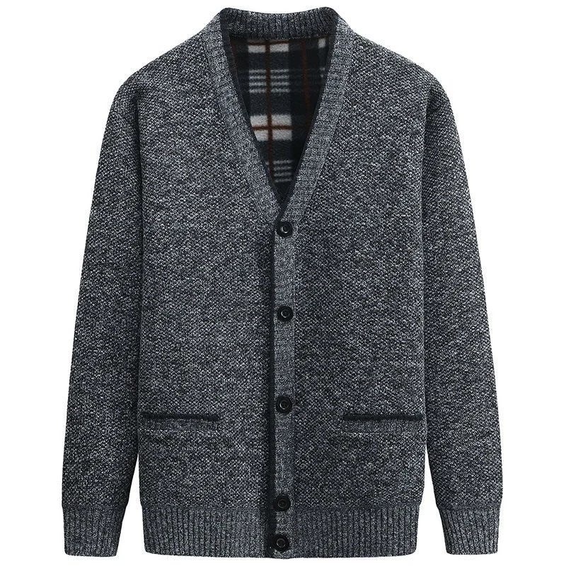 

New Cardian Men Autumn Winter Tick V Neck Knitted Sweater Coats Casual Warm Knitted Cardian Men Fasion Mens Clotin 2023
