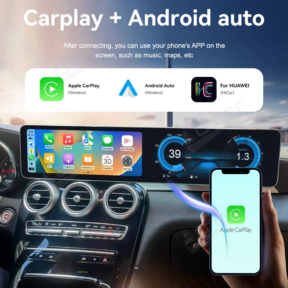 Автомобильный мультимедийный плеер CarPlay стерео-система на Android 13 с двумя экранами