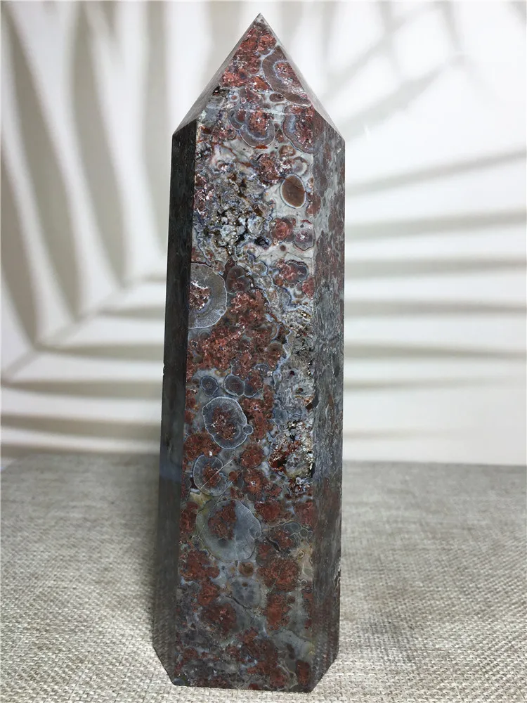 

Natural Red Sakura Tower Quartz Crystal Mineral Column Wicca Reiki Fengshui Gift Energy Healing Wand Ornament Home Decoration