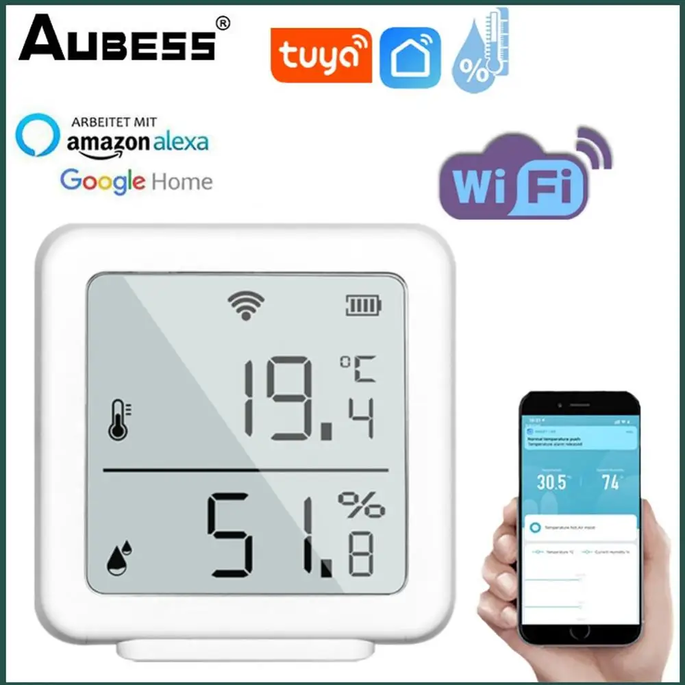 

WiFi Temperature Sensor Tuya Smart Humidity Sensor Indoor Hygrometer Thermometer With LCD Display Support Alexa Google Home 2022