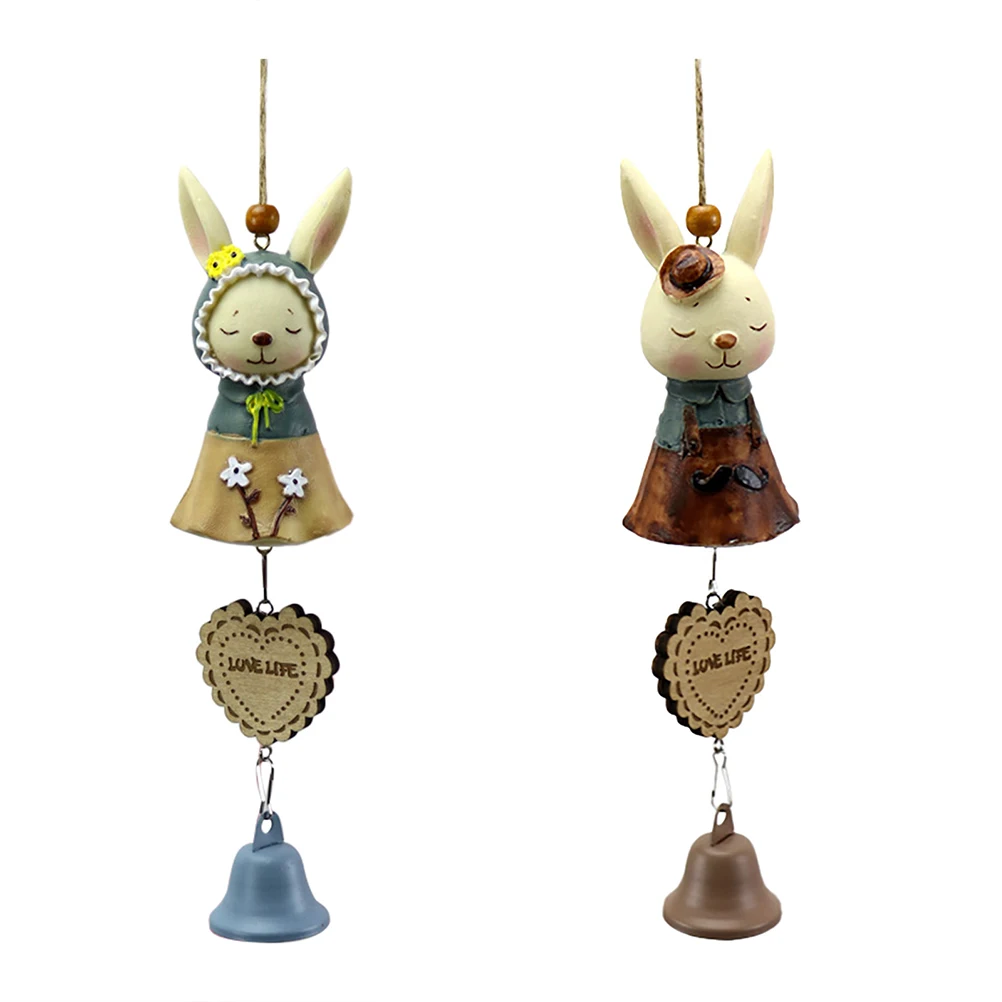 

Cartoon Rabbit Resin Wind Chimes Crafts Pendant Indoor Hanging Wind Bells for Couple Birthday Valentine's Day Gifts