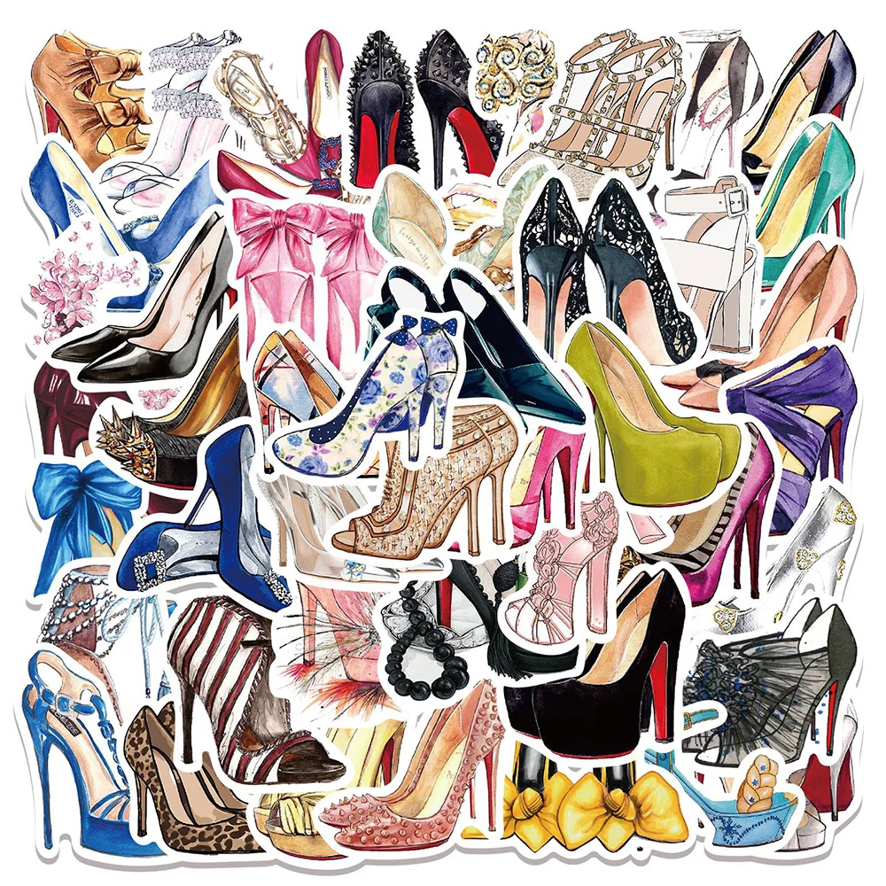 10/30/50pcs Fashion Princess High Heels Graffiti Stickers Cartoon Decals Laptop Phone Diary Notebook Decoration Sticker for Girl