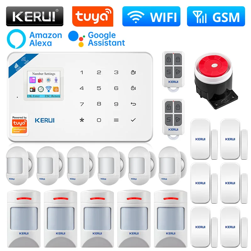 

KERUI W181 Tuya GSM WIFI 433Mhz Security Protection Smart Home Security Alarms For Home Anti Theft Alarm 6 Languages Garage