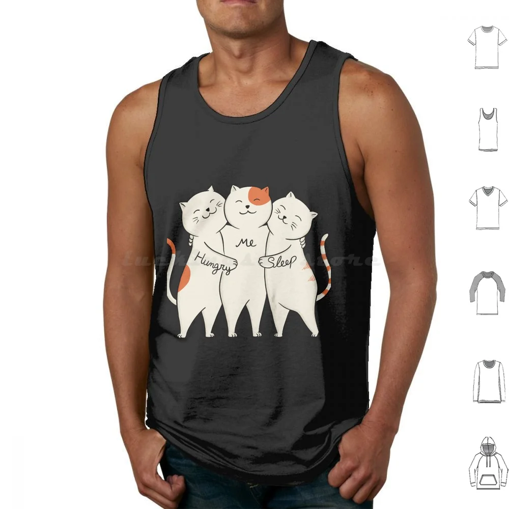 

Cats Hug Tank Tops Print Cotton Cats Animal Animals Cat Cat Love Cat Lover Cute Animals Cute Kitty Funny Funny Cats