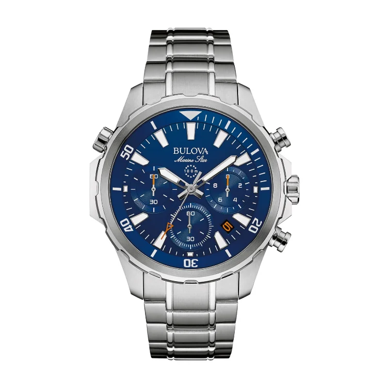 

Bulova Men's Marine Star Blue Dial Stainless Steel Bracelet Chronograph Watch 96B256
