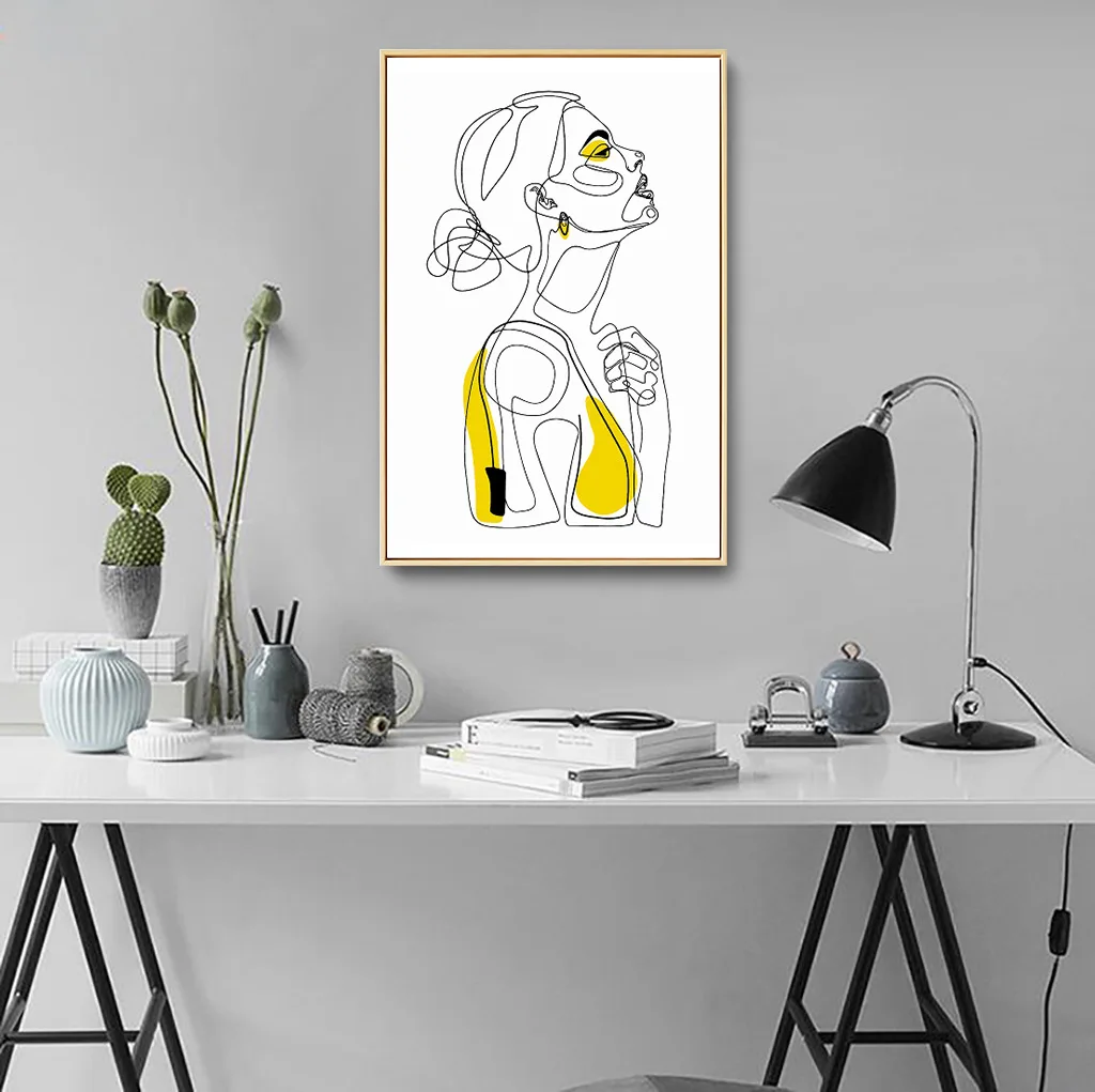 

Line Girl Nordic Simple Decorative Painting Living Room Porch Hanging Painting Frameless Painting Core