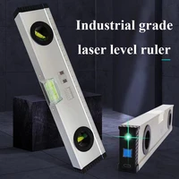 new high precision 2 in 1 aluminum alloy laser level ruler strong green light cross infrared measure tools with strong magnetic