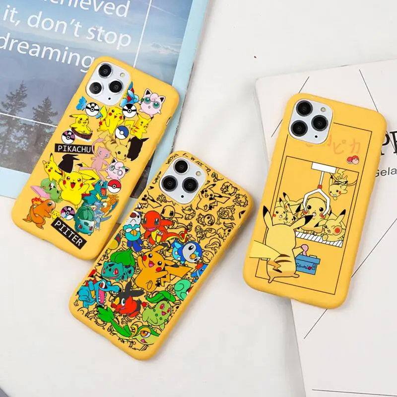 

Pokemon Pocket Monsters Pikachu Phone Case For iphone 13 12 11 Pro Max Mini XS 8 7 6 6S Plus X SE20 XR yellow Silicone cover