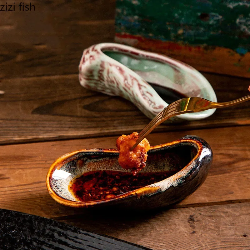 Винтажная керамическая тарелка для устриц плитка закусок в ресторане необычная