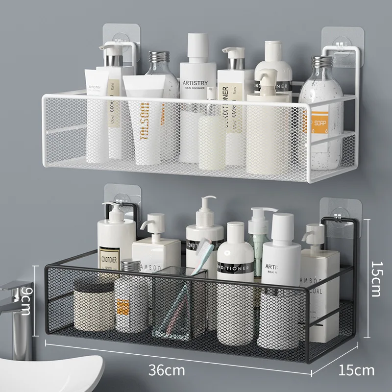 

Organizer Bathroom Wall-mounted Shower Bathroom Condiment Soap Shampoo Basket Holder Rack Toilet Shelf Kitchen Storage