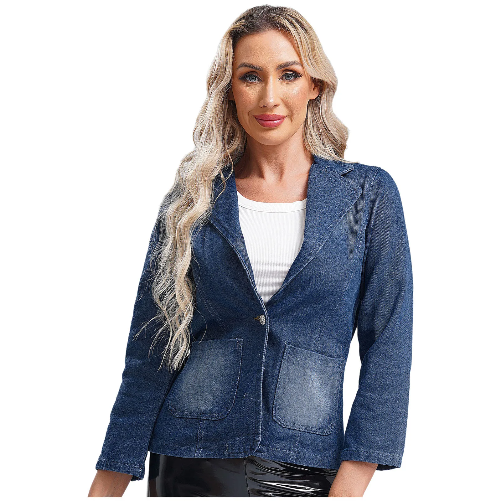 Женское весенне-осеннее джинсовое пальто тонкая куртка с длинным рукавом и одной