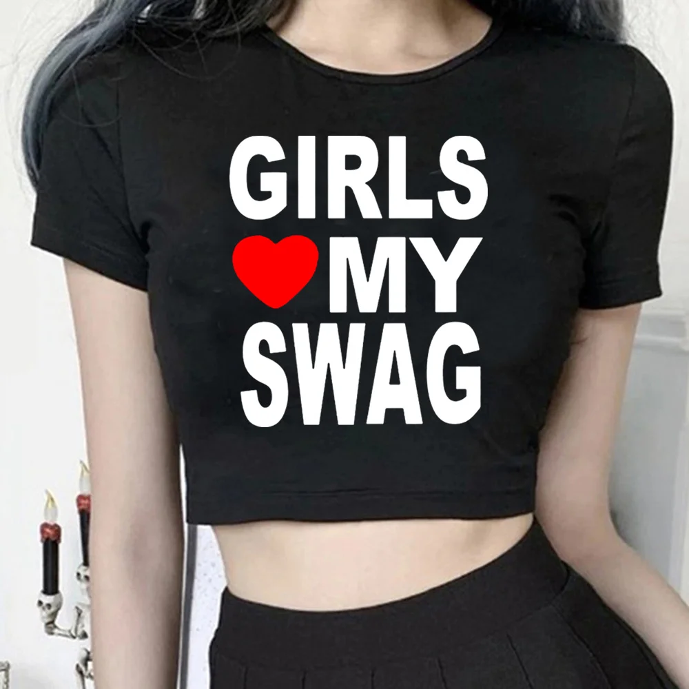 

i love my girlfriend goth yk2 cyber y2k crop top Woman fairy grunge gothic 2000s cyber y2k tshirt