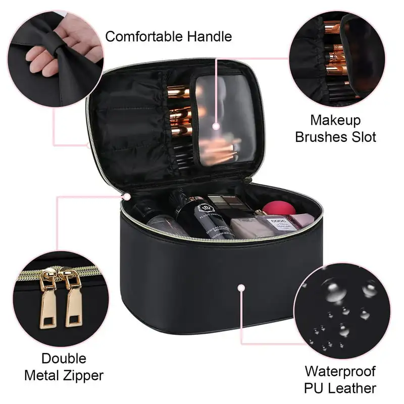 Incredible 2 PCS Waterproof Makeup Bag Bow-Knot Portable Large Cosmetic Pouch Travel Case Perfect for Women & Girls as a Magnifi