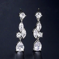 korean style popular exquisite elegant white water drop zircon dangle earrings for women wedding jewelry party accessories gift