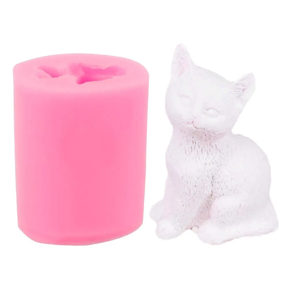 

Cat Candle Mold 3D Sugar Craft Soap Resin Clay Molds Silicone Candy Chocolate Gumpaste Mould Cake Decorating Tools