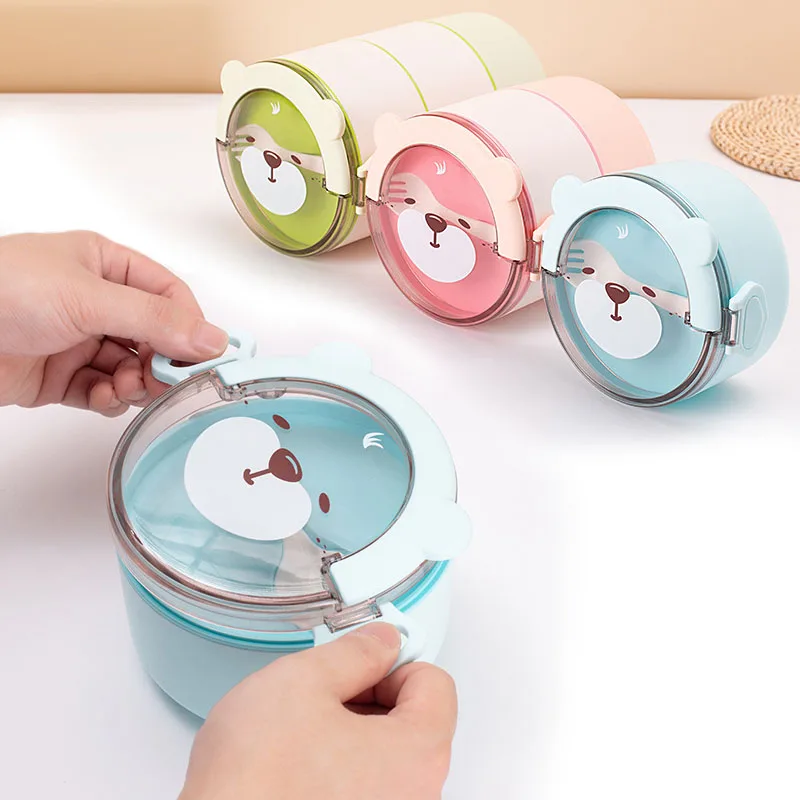 

Children's Cartoon Lunch Boxs Leak-Proof with Lid Portable Food Fruit Storage Container Bento Box for Kids Can Use Microwaveable
