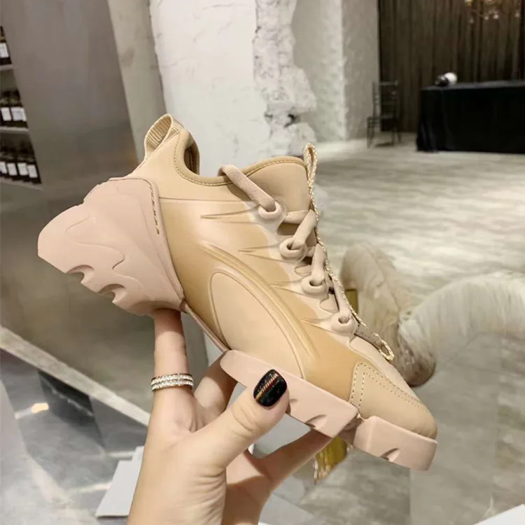 

Luxury Brand Design Women Sneakers INS Style Chunky Heel Platform Sneakers Round Toe Lace Up Casual Vulcanized Sports Shoes