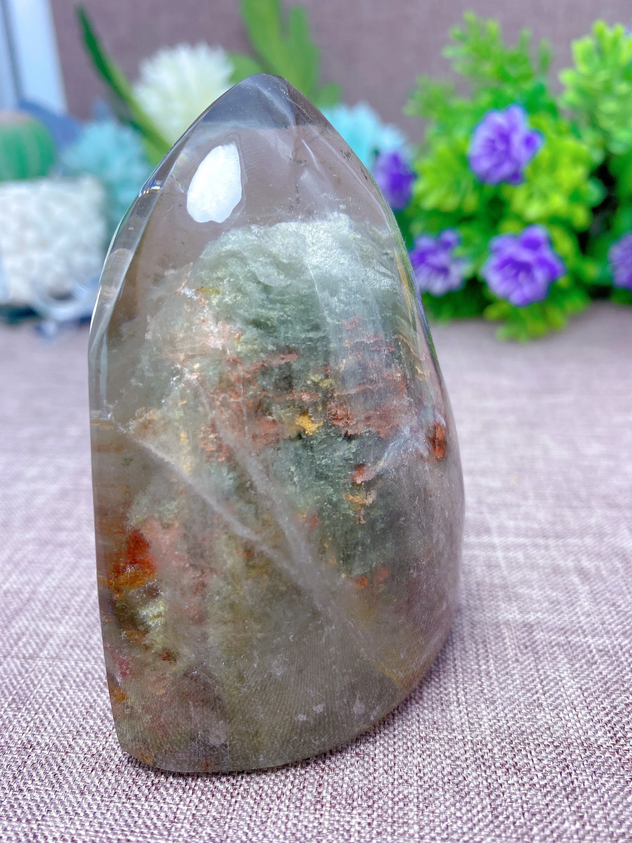 Природный кристалл садовый кварц без фантомов форма RainbowHome украшение минералы