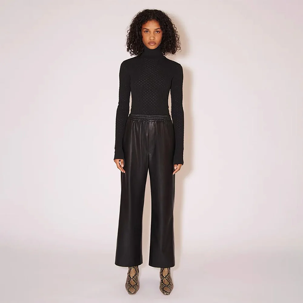 

Женские прямые брюки из искусственной кожи на осень/зиму