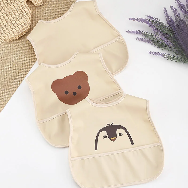 

Pu Waterproof Lunch Feeding Apron Cartoon Baby Bibs Sleeveless Adjustable Boy Girl Feeding Bib Cute Toddler Infant Saliva Cloth