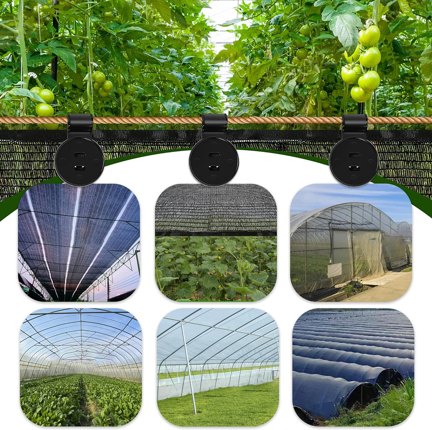 Schattentuch-Clips, Schattenstoff-Klemmen, Zubehör, Ösen für Netz, Netzabdeckung, Sonnenschutzstoff im Garten, Hinterhof, Gewächshaus – Detail 6