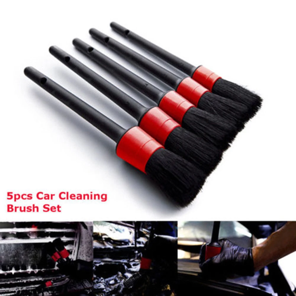 

Scratch Free Detailing Brushes Car Cleaning Brush Natural Detailing Brush Set Multifunctional Natural Boar Hair Car Brushes
