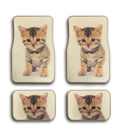 kitten cute cat print universal fit frontrear 4 piece full set bling carpet car suv truck floor mats for women unisex