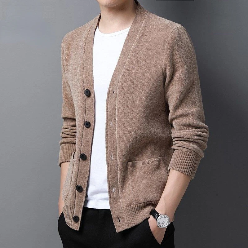 

2022 Top Quality New Designer Brand Casual Fashion Slim Fit Male Knit Trendy Cardigans for Men Sweater Elegant Mens Clothing Q84