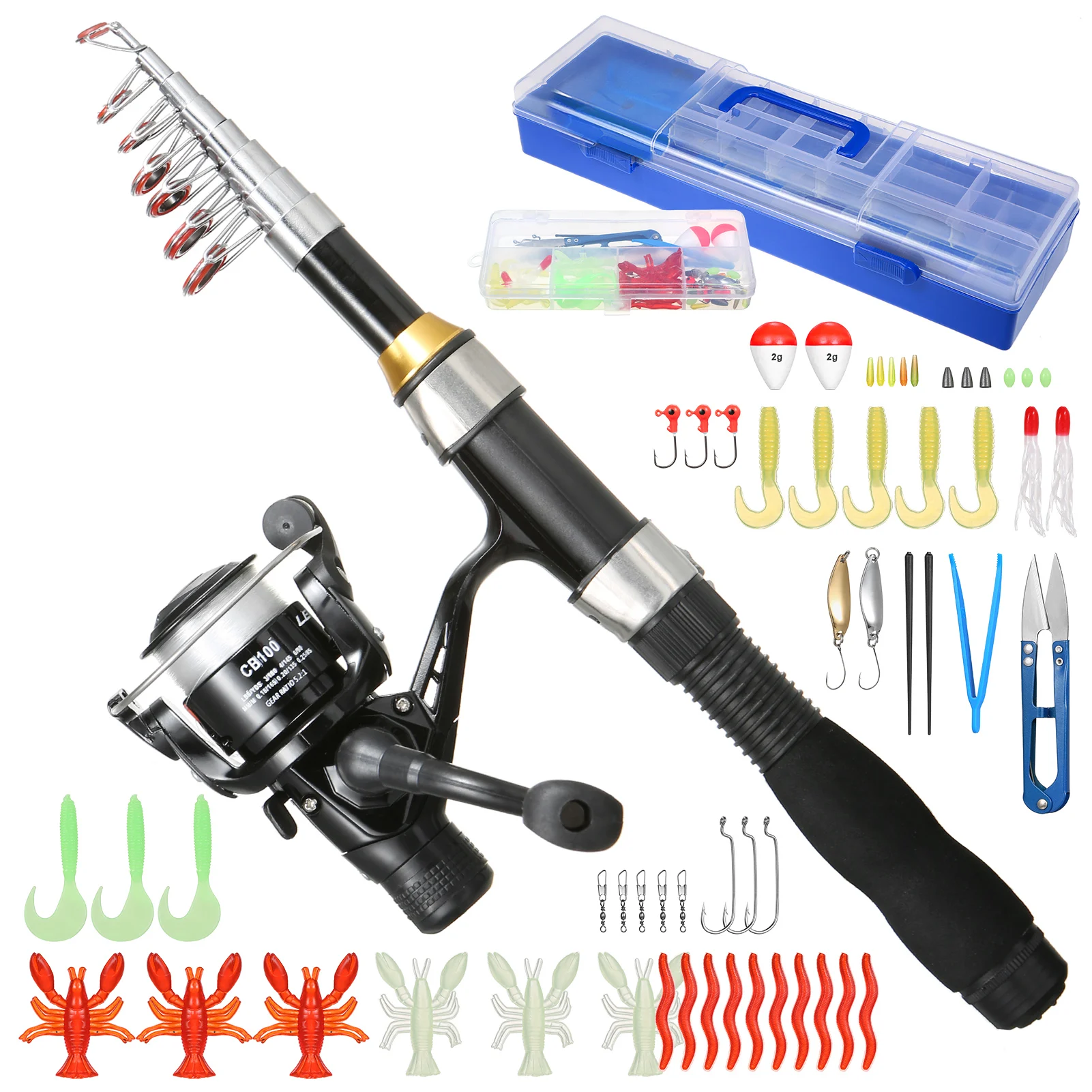 

1.5m/1.7m Telescopic Fishing Rod Kit Spinning Reel Tackle Set For Saltwater and Freshwater Outdoor Fishing Accessories