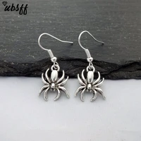 trendy vintage spider shape antique silver plated punk hiphop rock style retro drop earrings for women girl man party jewelry