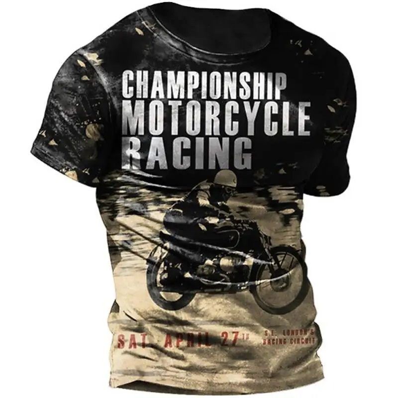 

Men's Motorcycle T-Shirt Motor Biker 3d Print Vintage Crew Neck Short Sleeve T-Shirt Homme Moto T-Shirt Racing Rider Camiseta