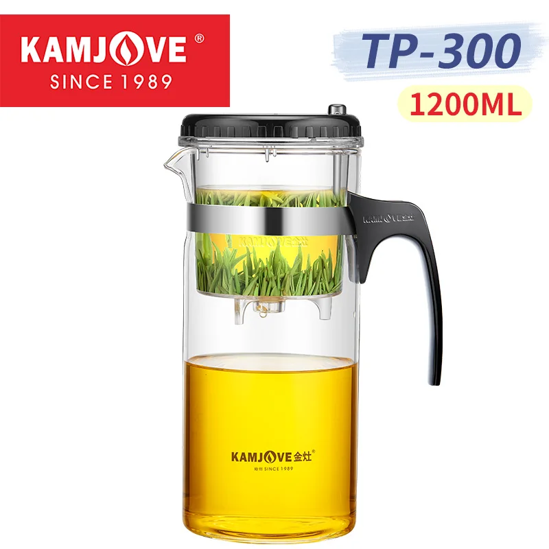 

KAMJOVE китайский кунг-фу заварочный чайник, чайник с одной кнопкой, термостойкий стеклянный разделительный чайник с ситечком, 200-1200 мл