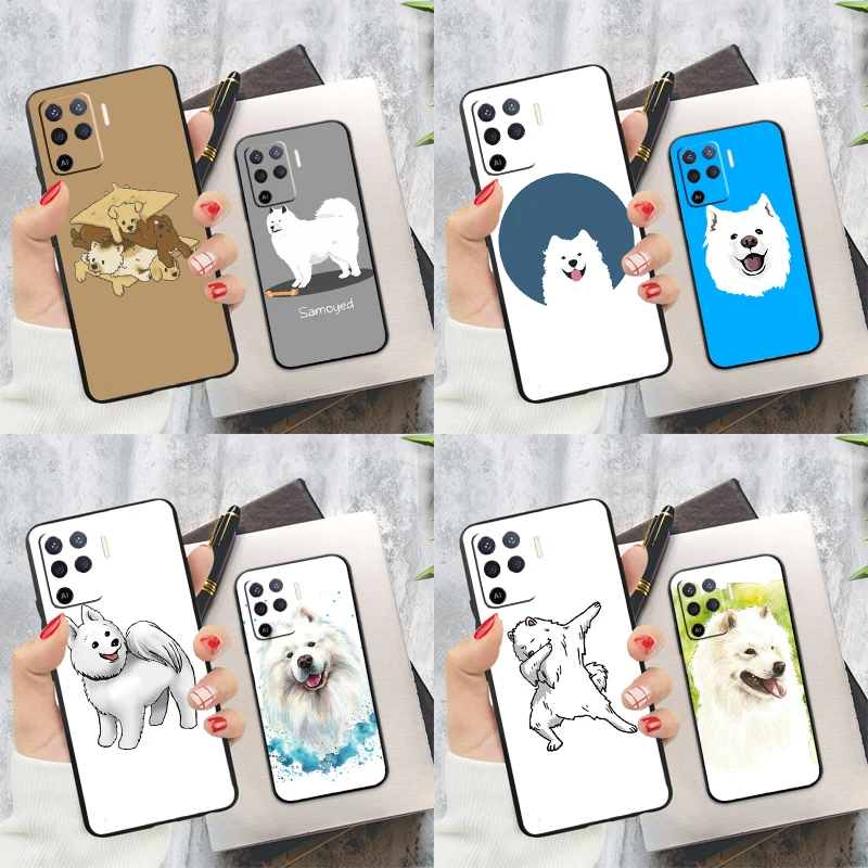 Чехол для телефона с изображением самоедской собаки Oppo A96 A76 A16 A74 A53 A54 A94 A15 A17 A52 A72